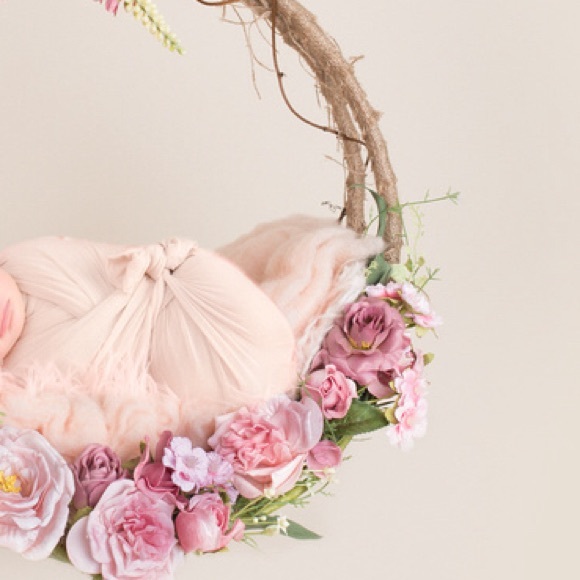 Infant photo prop newborn receiving blanket wrap with matching floral headband - Picture 10 of 10